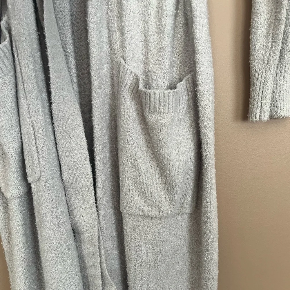 {Rachel Zoe} Long Duster Cardigan Sweater with Tie Waist in Grey - Womens Medium